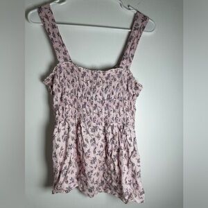 KIRIOUS Women’s Pink and black Floral Tank top - Size Medium